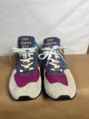 New Balance 574 Purple, Beige & Teal Suede Mesh Sneakers